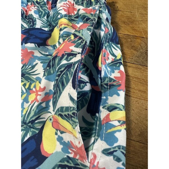 YP Threads Australia Mens Swim Shorts Sz 32 Tropical Colorful Birds Palm Trees - Picture 15 of 16
